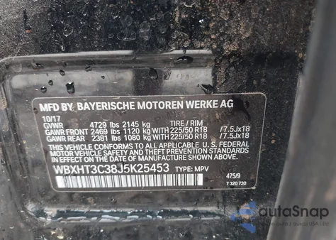 2018 BMW X1 xDrive28I из США, поврежденный, VIN WBXHT3C38J5K25453